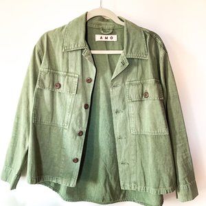 NEW AMO Denim Army Shirt Jacket; Green/Vintage Army; Size XS